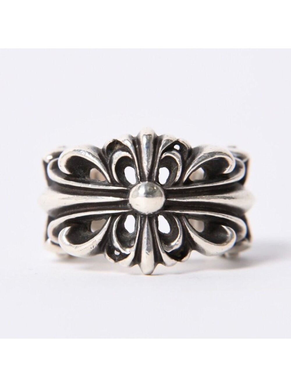 Chrome Hearts Double Floral Black Sling Ring 925 Sterling Silver